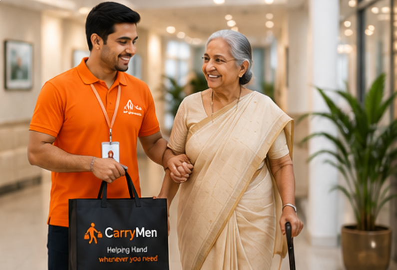 CarryMen assistant helping an elderly customer